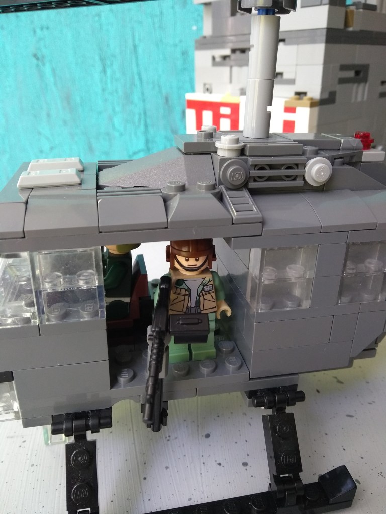 closeup of lego vietnam warm helicopter model