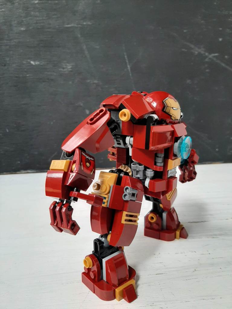 side view of custom lego hulkbuster